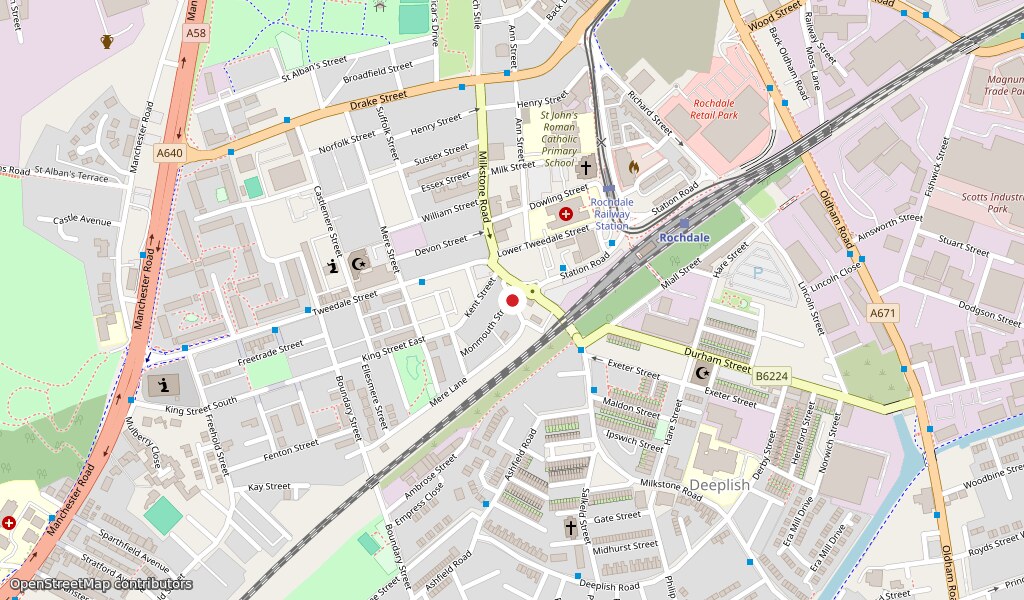 Map showing Milkstone Place in Rochdale